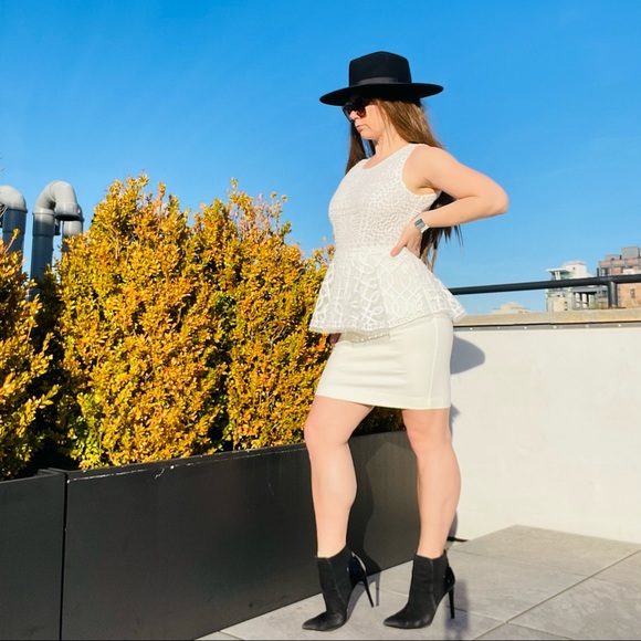 Catherine Malandrino Bodycon Dresses Peplum Sheer Sleeveless Eyelash Patchwork - Picture 5 of 15